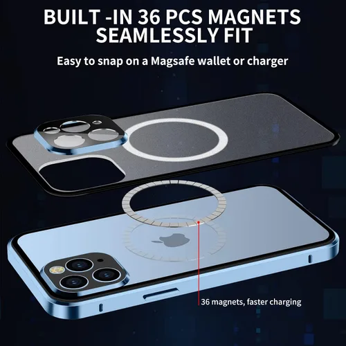 Miniatura 6 de Funda para iPhone 13 Pro, compatible con Magsafe funda de protección de cuerpo completo de 360 grados, parachoques magnético de metal de atracción +