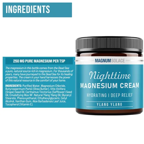Miniatura 24 de Magnum Solace Loción de magnesio – Crema de magnesio nocturna – Aplicar a los músculos de las piernas, brazos o pecho – Cloruro de magnesio tópico
