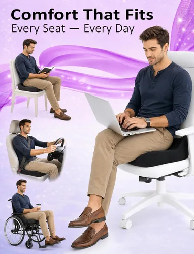 Miniatura 3 de Cojín de asiento de espuma viscoelástica para aliviar la presión, cojín ergonómico para silla de oficina para alivio del dolor de coxis, ciática