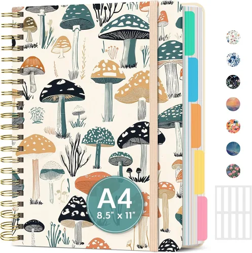 Miniatura 26 de Cuadernos grandes de espiral rayados para el trabajo con divisores y pestañas extraíbles, 8.5 x 11 pulgadas, bonito cuaderno de tapa dura de 5 A