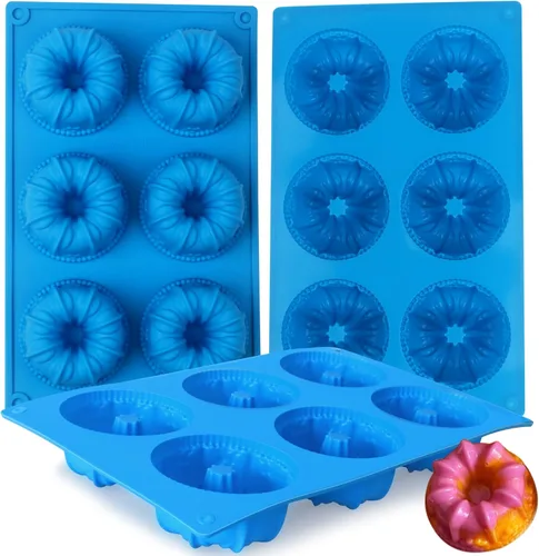 Sidosir Mini molde de tubo acanalado para pasteles, 6 cavidades Heritage, molde de silicona para pasteles familiares, moldes antiadherentes de Tubo