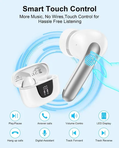 Miniatura 4 de Auriculares inalámbricos Bluetooth para iPhone 17e iPhone 17 Plus/17 Pro/17 Pro Max/16e/16/16 Plus/16 Pro/16 Pro Max/15/15 Pro, auriculares Samsung
