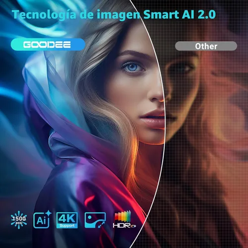 Miniatura 6 de [Google TV/control de voz] Proyector inteligente GooDee 4K UHD con WiFi y Bluetooth, proyector de películas portátil aplicable a Prime Video, Negro