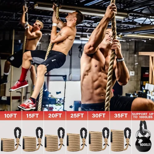 Miniatura 7 de Climbing Rope Gym Workout - 10FT 15FT 20FT 25FT 30FT 35FT Heavy Duty Jute Thick Ropes for Adults Strength Training Outdoor Tree Swing Indoor Home