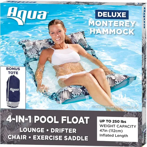 Miniatura 5 de Aqua - Deluxe Monterey - Flotador de alberca y hamaca de agua de calidad de centro turístico 4 en 1, inflable, multiusos, para adultos