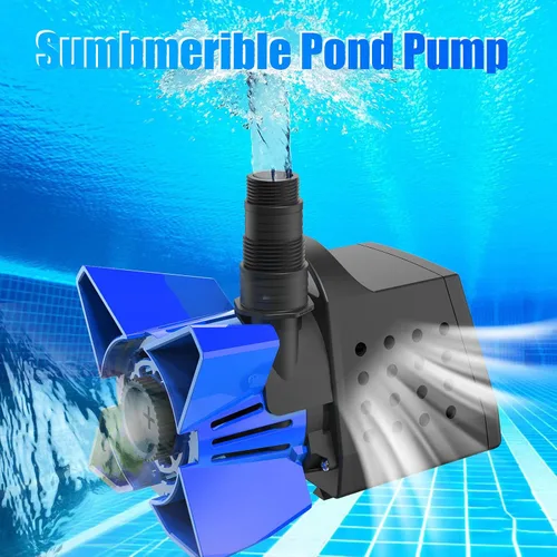 Miniatura 2 de AgiiMan Bombas de estanque, bomba de cubierta de piscina de 3500 GPH de 2 HP con bolsa de filtro y cable de 33 pies, bomba de agua sumergible, Azul