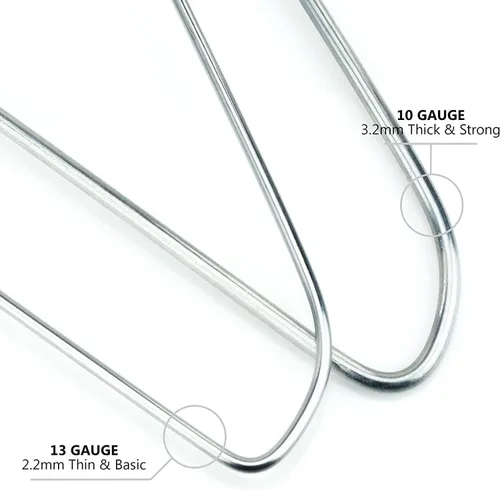 Miniatura 3 de HANGERWORLD Perchas de alambre de metal plateado de 16 pulgadas de calibre 13 para ropa (20 unidades)