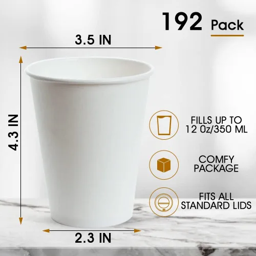 Miniatura 2 de Tazas de café de 12 onzas, [192 unidades] tazas de café desechables, vasos de bebida caliente/fría para fiestas, picnic, viajes y eventos, tazas