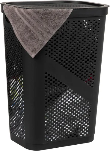 Miniatura 18 de Mind Reader - Canasta de lavandería delgada con tapa, cesta de ropa de 60L, plástico ventilado, color gris