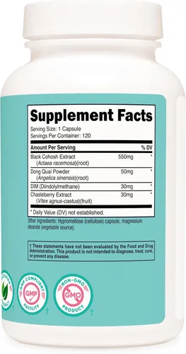 Miniatura 5 de Nutricost Cohosh negro para mujer de 660 mg, 120 cápsulas - con Don Quai, DIM y bayas castas, cápsulas vegetarianas, sin OMG, sin gluten