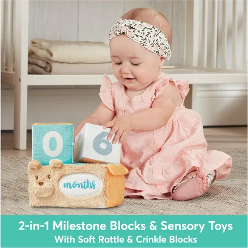 Miniatura 5 de Baby GUND Milestones and Moments Bloques suaves, accesorios de fotos de felpa para bebés y recién nacidos, multicolor