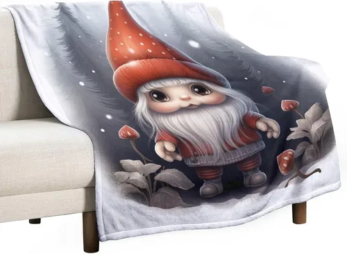 Miniatura 22 de Manta de Navidad de gnomo, manta de Navidad suave y cálida de 30 x 40 pulgadas, manta de franela cálida para cama, sofá, regalos para niños