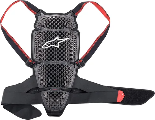 Alpinestars Nucleon KR-Cell, protector de espalda, XL, negro ahumado/rojo | Lightweight Impact Absorption, Ergonomic Spine Contour, Perforated humo