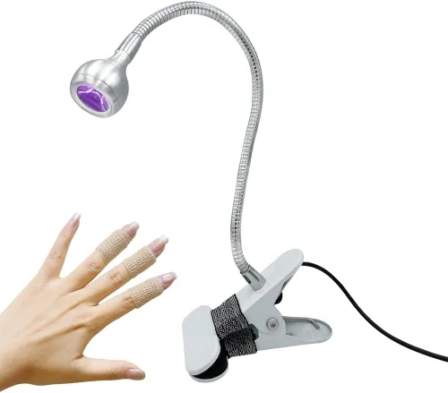 Gel X - Lámpara LED UV para uñas, brazo flexible de 360° con base de clip, lámpara UV de cuello de cisne USB de 5 V para puntas de gel, esmalte de