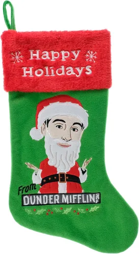 Wondapop The Office Michael Scott Calcetín de Navidad con Aplique de 20", Portador de Regalos para Rellenos de Calcetín, Decoración Interior del