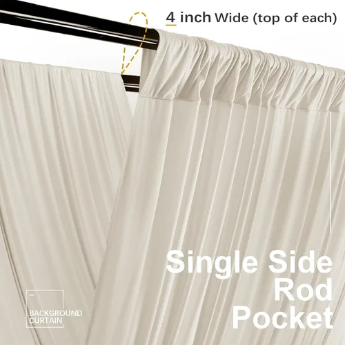 Miniatura 7 de 2 paneles de cortinas de techo beige de 5 x 30 pies para fiestas de boda – 30 pies extra largas de poliéster grueso sin arrugas, decoración