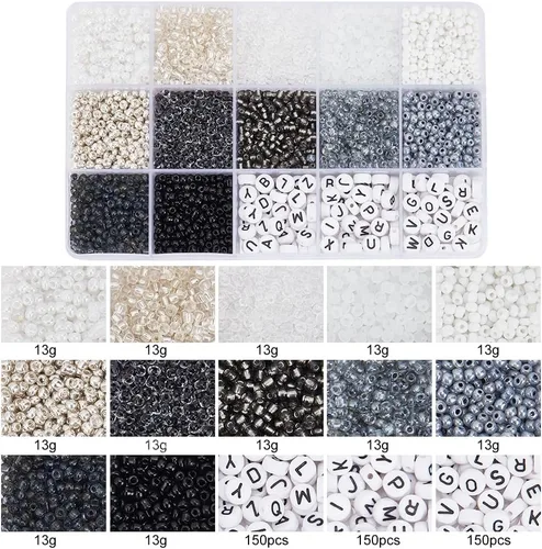 Miniatura 5 de PH PandaHall 3230 cuentas de cristal negro de 0.118 pulgadas y letras acrílicas de 0.118 pulgadas para hacer joyas