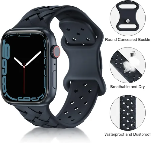 Miniatura 2 de Paquete de 5 correas de silicona suave compatibles con Apple Watch Band de 1.496 in, 1.575 in, 1.614 in, 1.654 in, 1.732 in, 1.772 in, 1.772 in