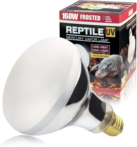 LUCKY HERP Bombilla de calor de vapor UVA+UVB de 160 vatios, lámpara de alta intensidad autobalastada para reptiles y anfibios, lámpara solar para