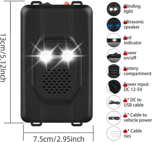 Miniatura 2 de 4 Pack Repelente de Roedores para Motores de Coches, Tres Modos de Suministro de Energía Disuasorio de Ratas para Motor de Coche Repelentes de Ratón
