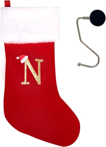 Miniatura 87 de Medias de Navidad de 20 pulgadas con monograma, letras, medias súper suaves grandes de Navidad, medias de monograma rojo para Navidad, regalo