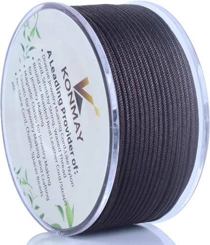 Miniatura 13 de KONMAY - Hilo de nylon negro de 0.6mm con estuche para pulseras, cordón de nailon satinado trenzado de 190 yardas para hacer joyería, encordar