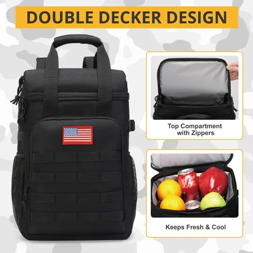 Miniatura 6 de Mochila térmica táctica, mochila de almuerzo para hombres y adultos, para trabajo con asa, mochila térmica suave aislada, impermeable, a prueba