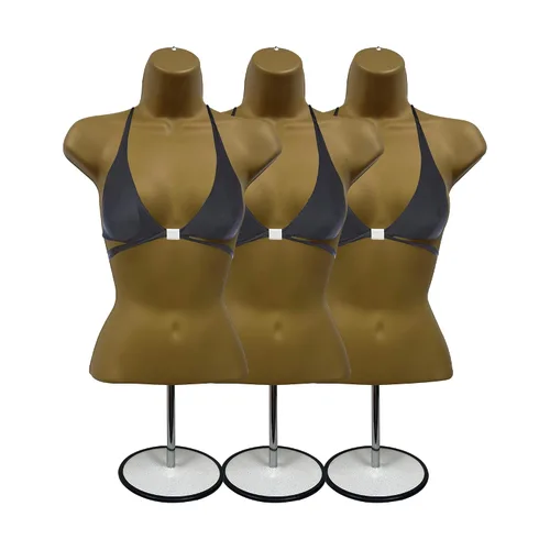 Miniatura 34 de DisplayTown - Maniquí femenino con torso y soporte de metal, parte trasera hueca, cuerpo apilable, forma para exhibir camisetas, mostrador