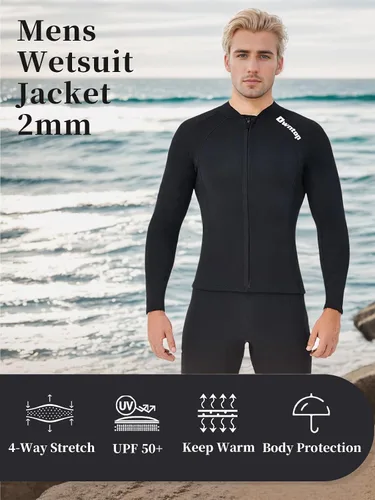 Miniatura 2 de Owntop Camisetas de neopreno Mujeres y hombres Manga larga de neopreno de 0.079 in Flexible y cómodo Cremallera frontal YKK Surfing Buceo
