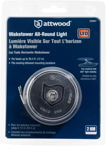 Miniatura 4 de attwood 5580A7 Waketower - Luz de navegación LED para barco marino, plateado, talla única (5580-A7)