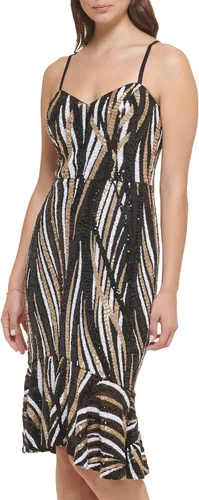 Miniatura 2 de GUESS Women's Sequin Mesh Midi WFlounced Hem