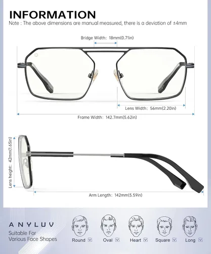 Miniatura 5 de ANYLUV Gafas de luz azul para hombres y mujeres, gafas de protección ocular para juegos, lentes de computadora con bloqueo de luz azul de metal