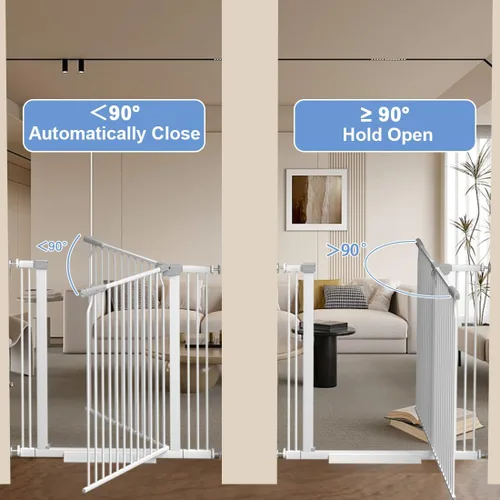Miniatura 5 de Puerta de bebé extra alta de 40.55 pulgadas para escaleras, 40.6-54.7 pulgadas de ancho, 1.37 pulgadas, espacio ultra estrecho, puerta extra ancha