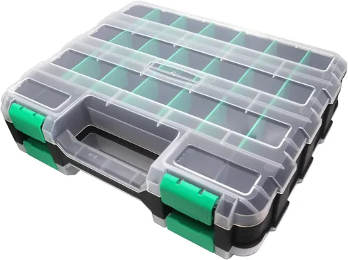 Organizador de Caja de Herramientas de Doble Cara, Caja de Almacenamiento de Hardware, Organizador Portátil de Piezas Pequeñas con Separadores de