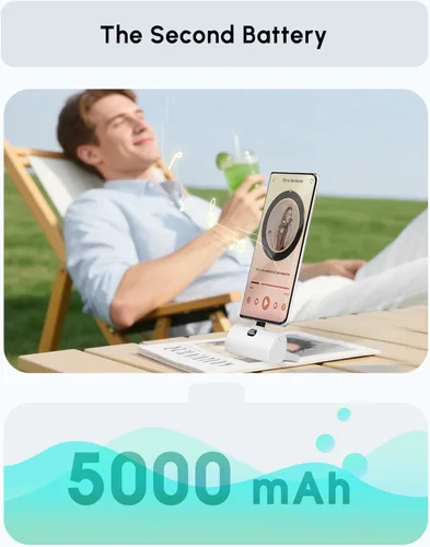Miniatura 3 de Cargador de teléfono portátil USB C para iPhone 17 Pro Max, mini banco de energía de 5000 mAh con pantalla digital y soporte duradero para teléfonos