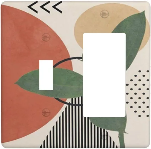 Miniatura 50 de Mid Century Morden Boho - Placa de pared para interruptor de luz dúplex de 1 banda, placa frontal decorativa eléctrica para receptáculo para baño