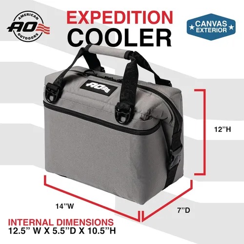 Miniatura 6 de Bolsa de enfriador AO Coolers Expedition de lona con lados blandos, a prueba de fugas, aislada, ligera Carbón
