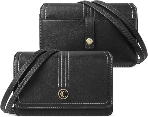 CLUCI Bolso cruzado para mujer, cartera de muñeca, pequeña bolsa de hombro con ranuras para tarjetas, solapa de cuero, bolso de mano para teléfono