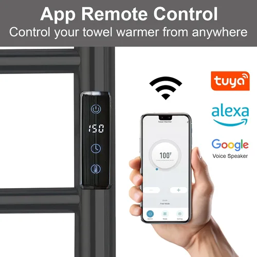 Miniatura 2 de Toallero Eléctrico con Control de Voz para Alexa y Google Home, TUYA - Calentador de Toallas de Baño Montado en la Pared, Enchufable