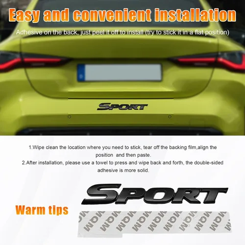 Miniatura 5 de Dickno 2 piezas, emblema de edición deportiva, calcomanía para coche, emblema de guardabarros de metal 3D, pegatina adhesiva personalizada con letra