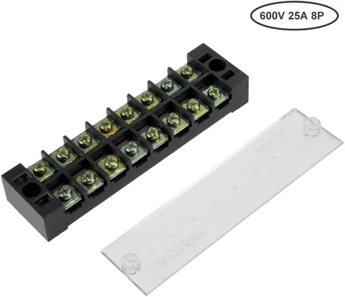 Miniatura 2 de uxcell 4 unids 8 posiciones filas dobles 600 V 25 A cable barrera bloque terminal tira TB-2508L
