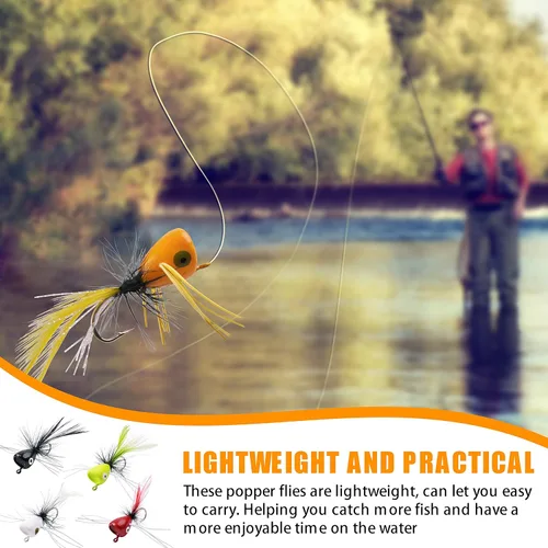 Miniatura 9 de Poppers de pesca con mosca, 12 unidades para pesca con mosca, pesca con mosca, lubina, moscas, trucha, salmón, moscas, insectos, señuelos coloridos