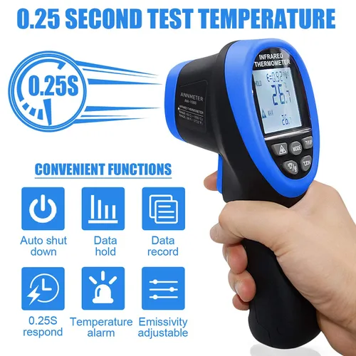Miniatura 5 de AIOMEST Termómetro infrarrojo digital – Pistola de alta temperatura sin contacto AI-1500 Medidor de temperatura de pirómetro infrarrojo -58 ~ 2732 ℉