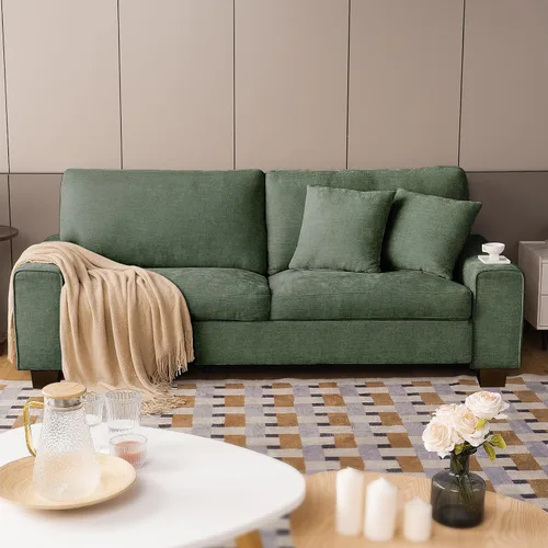 Miniatura 25 de DOPEDIO Sofá biplaza moderno para sala de estar, sillón reclinable de chenilla, funda extraíble, cojines de resorte, marco de madera maciza, fácil