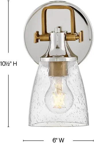 Miniatura 2 de Hinkley Easton 51270PN - Accesorio de tocador de baño de una sola luz, industrial moderno, pantalla de vidrio transparente, se monta hacia arriba