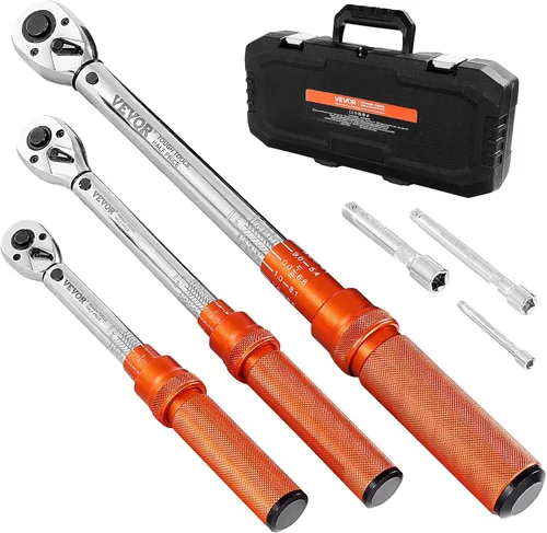 Miniatura 22 de VEVOR Llave dinamométrica de 1/2 pulgada con clic de 25-250 pies.libra/34-340 Nm, juego de llave dinamométrica ajustable de doble dirección, kit