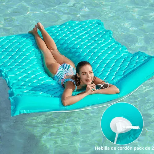 Miniatura 4 de Jasonwell Flotadores flotantes para piscina, flotador inflable gigante para piscina, balsa de lago, sala de estar, flotador, tumbona, playa, Verde