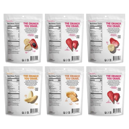 Miniatura 2 de Crunchies Frutas Liofilizadas, Fruta Crujiente 100% Totalmente Natural, Sin OGM y Kosher, Paquetes de Aperitivos de Fruta Liofilizada Resellables