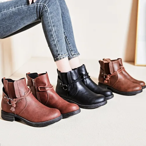 Miniatura 6 de Ataiwee Botines para mujer, botas clásicas de plataforma con cremallera lateral cómoda.