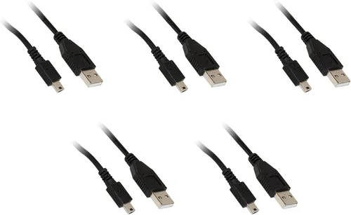 Miniatura 4 de Cable mini USB 2.0, negro, tipo A macho a macho Mini-B de 5 pines, 6 pies - Paquete de 2